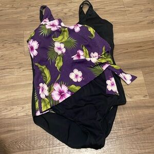 It Figures , tummy thinner floral one piece swimsuit